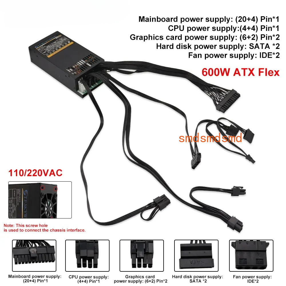 600W Modulares Netzteil Kleine – Flex Atx Power Supply 600W 1U Bewertung und Preis